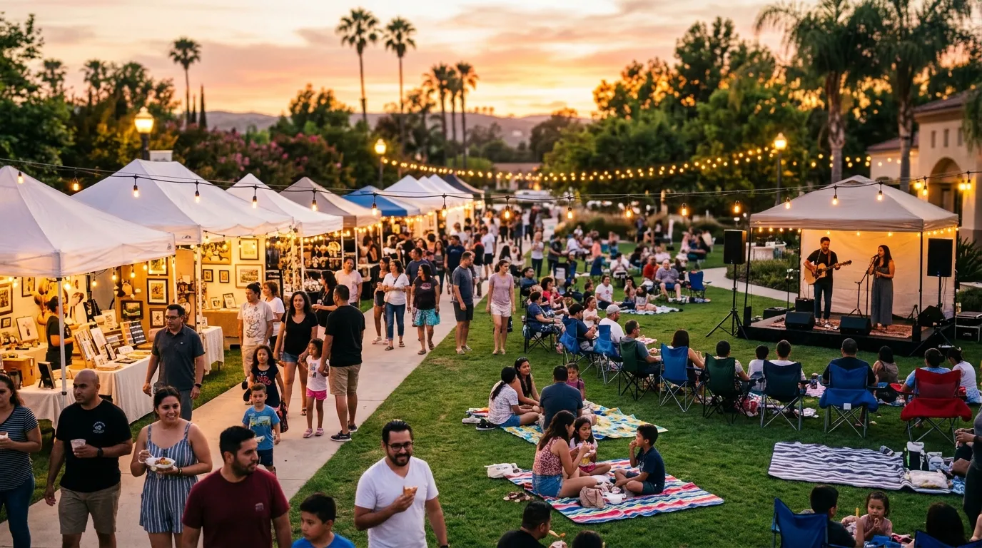 Community street fair and live music in Corona, California