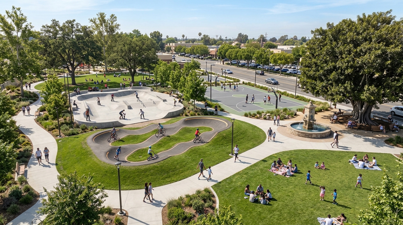 Conceptual visualization of the planned City Park improvements in Corona