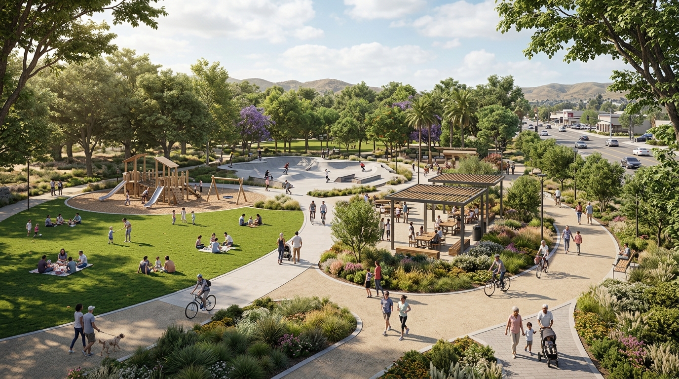 Conceptual visualization of the revitalized Corona City Park