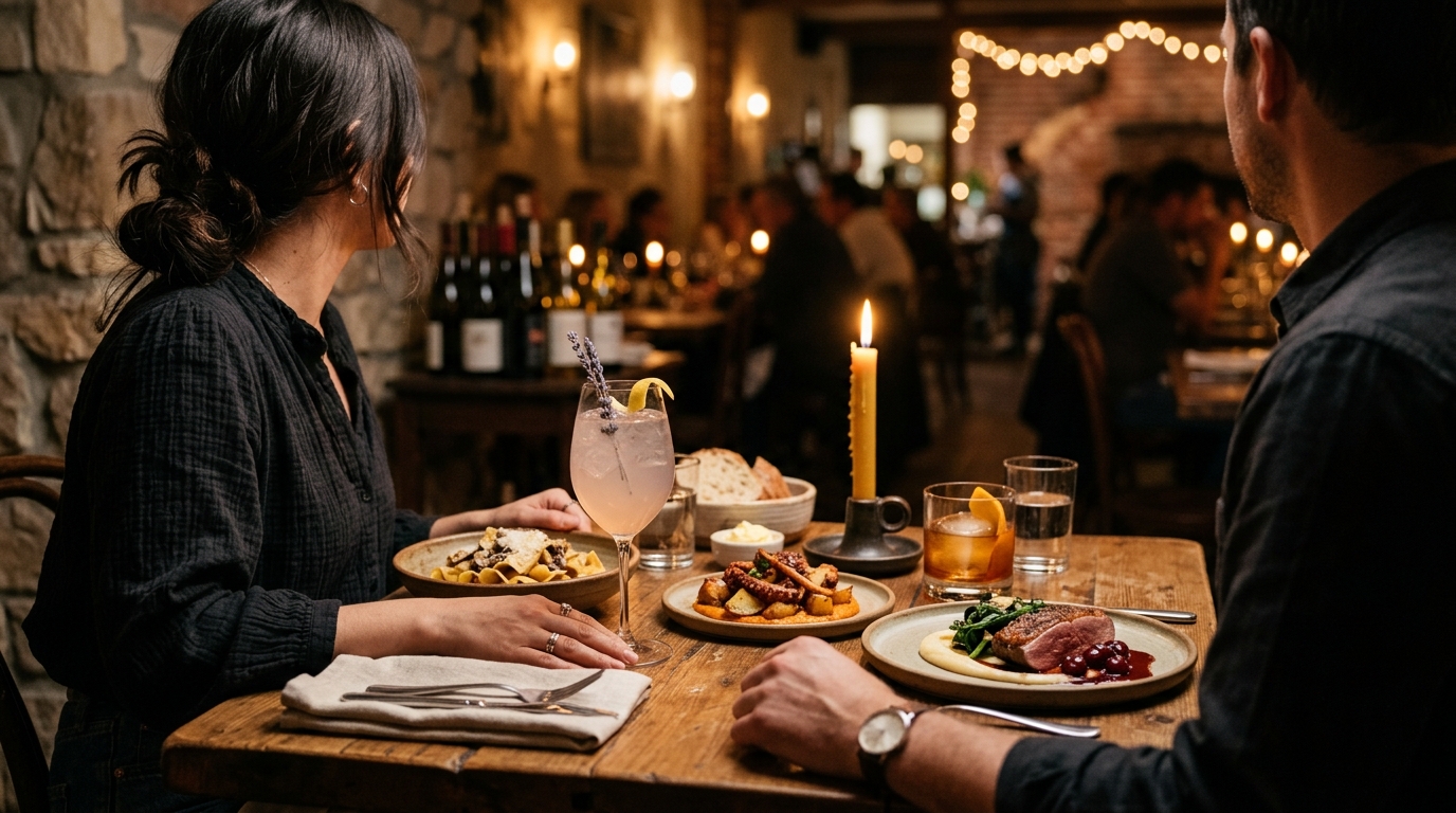 Date-night dinner at an independent restaurant in Corona