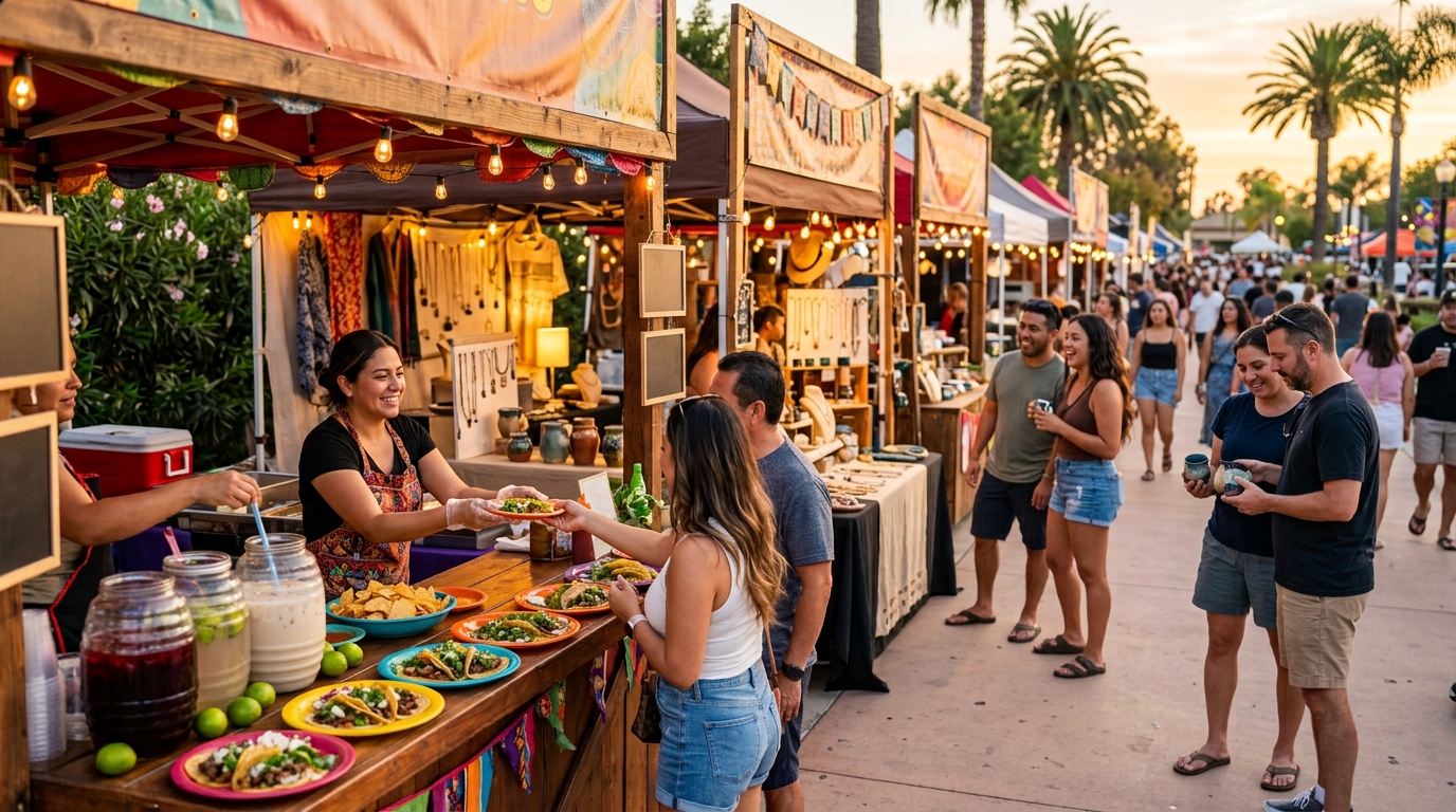 Food and artisan vendors at the Corona Summer Street Fair