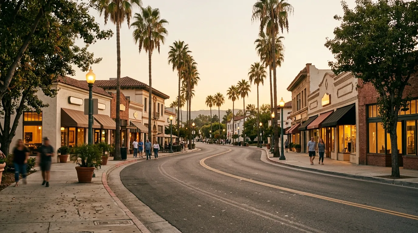 Grand Boulevard streetscape in Corona, California