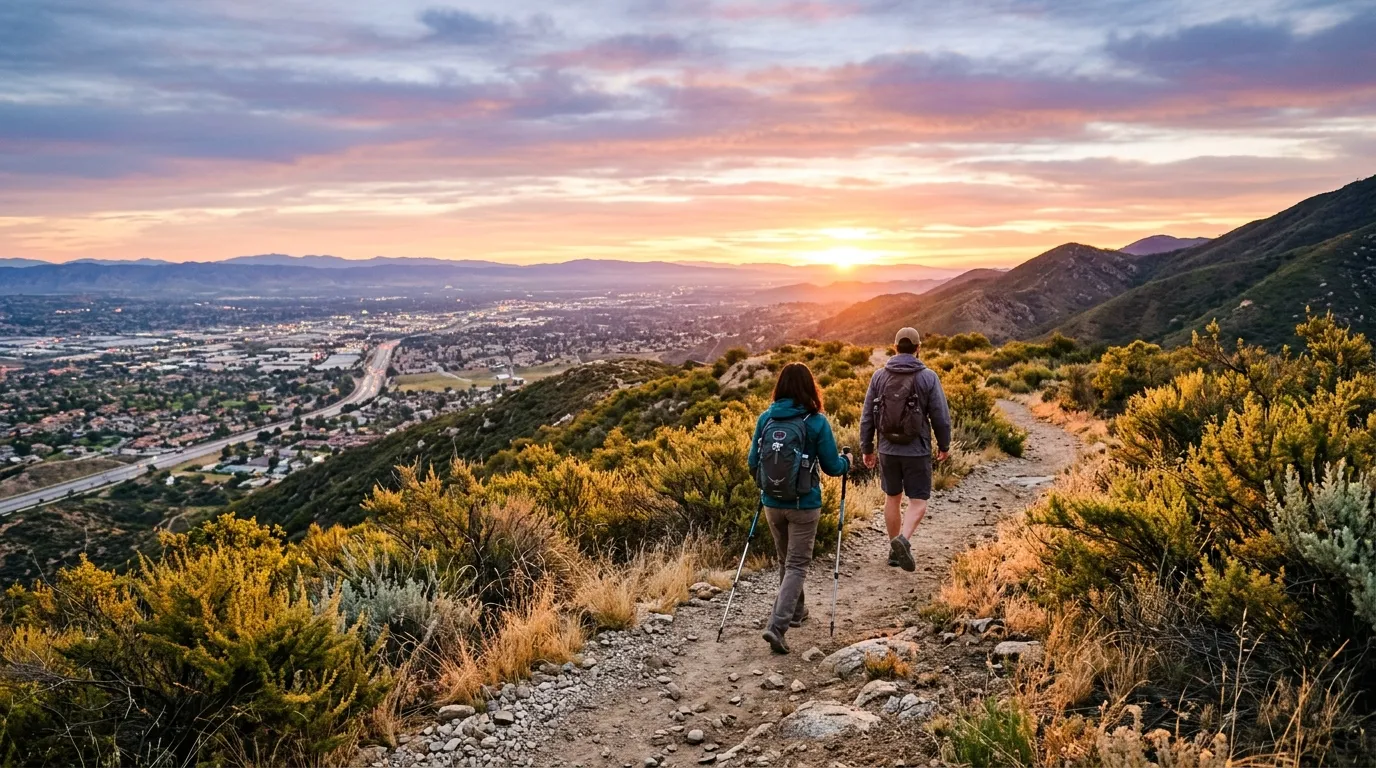 Hikers beginning a weekend morning on Skyline Trail in Corona