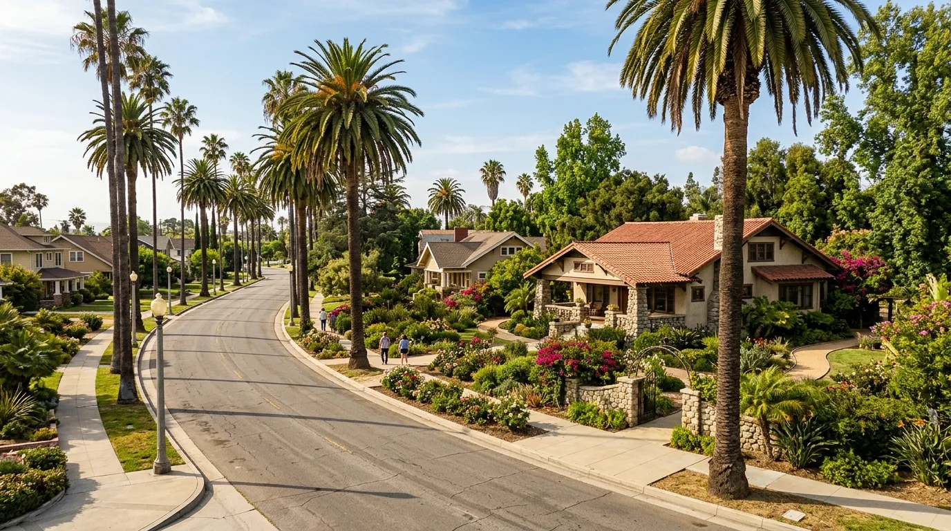 Historic buildings and Grand Boulevard in Corona