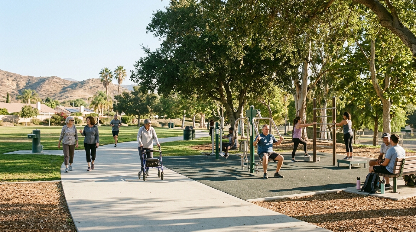 Outdoor fitness equipment and accessible walking paths proposed for Griffin Park in Corona